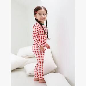 Minik Unisex Kids Pajama Set - Red & White Gingham